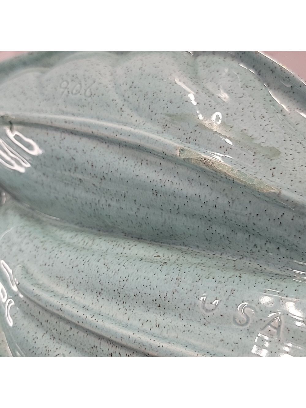 Mid Century Modern California Pottery Turquoise & Gold Leaf Divided Relish Tray - Picture 7 of 11